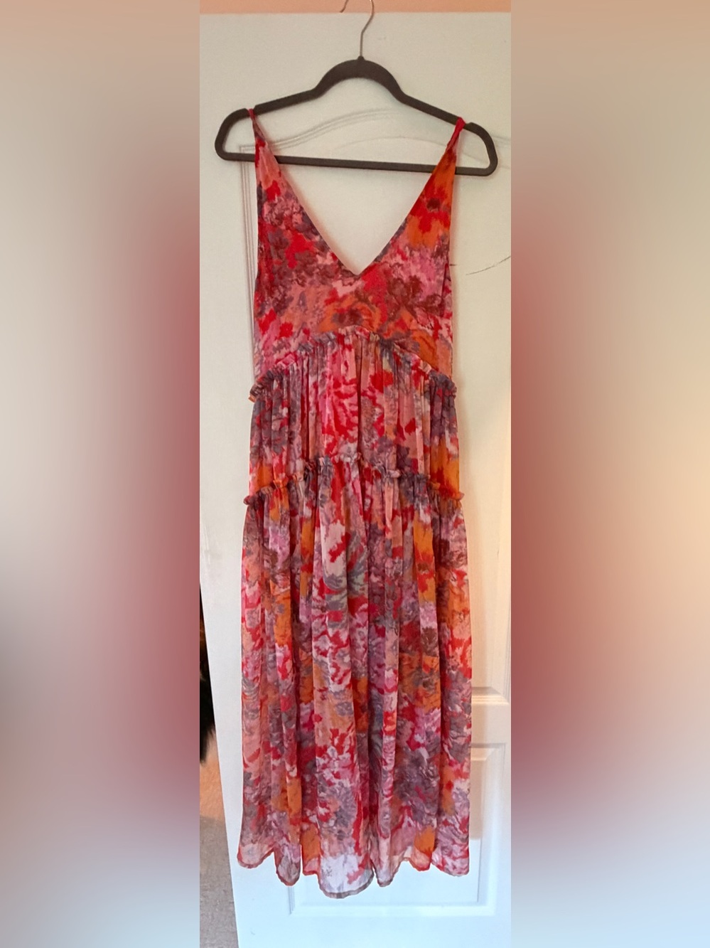 Free People Maxi Dress in Coral Pink Orange